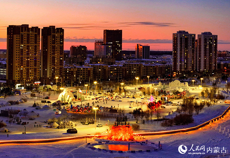 2024年12月20日拍攝的呼倫貝爾市城市越野滑雪公園景色（無人機照片）。王正攝