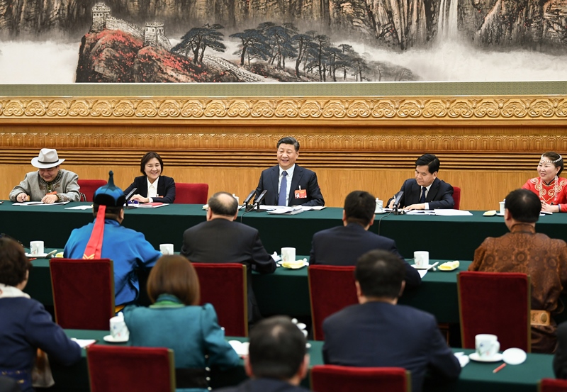 2019年3月5日，習(xí)近平總書記參加十三屆全國人大二次會議內(nèi)蒙古代表團的審議。