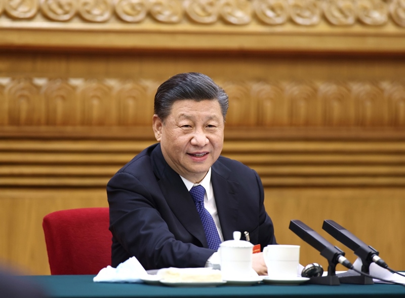 2021年3月5日，習(xí)近平總書記參加十三屆全國人大四次會議內(nèi)蒙古代表團(tuán)的審議。