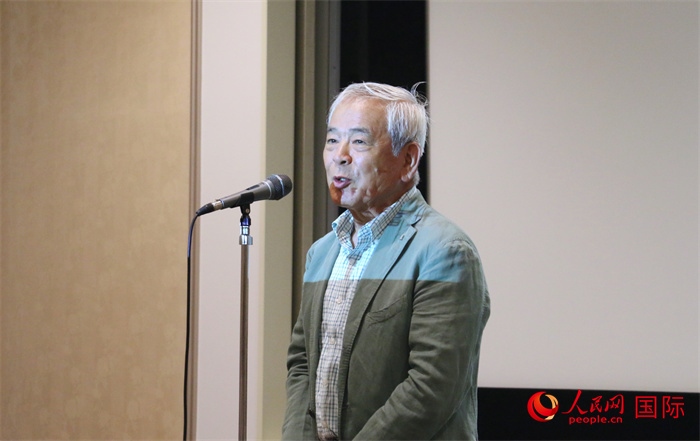 展覽名譽顧問、日本前文化廳長官青柳正規(guī)致辭。（人民網(wǎng) 許可攝）