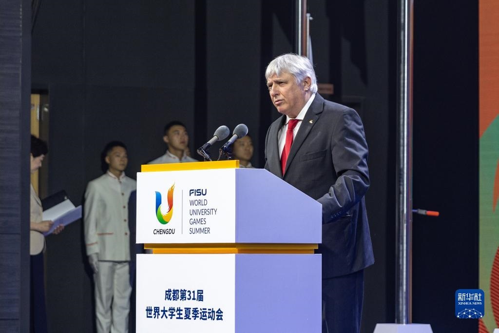 7月22日，國際大體聯秘書長、首席執(zhí)行官艾瑞克·森超在開村儀式上致辭。新華社記者 黃偉 攝