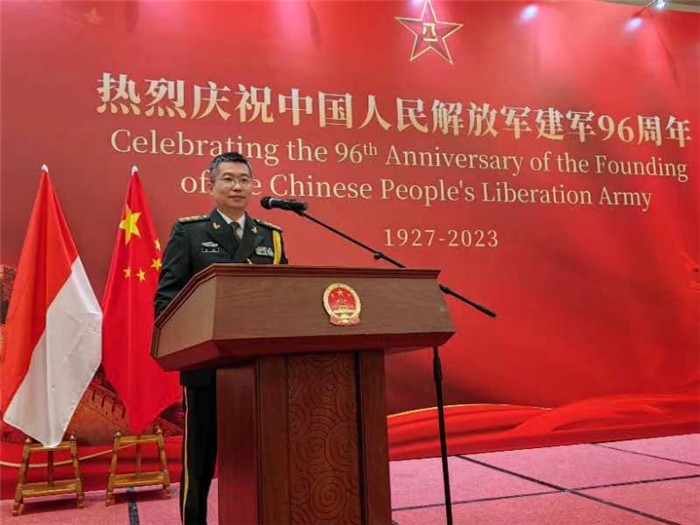 圖為徐勝武官致辭。中國駐印度尼西亞使館供圖