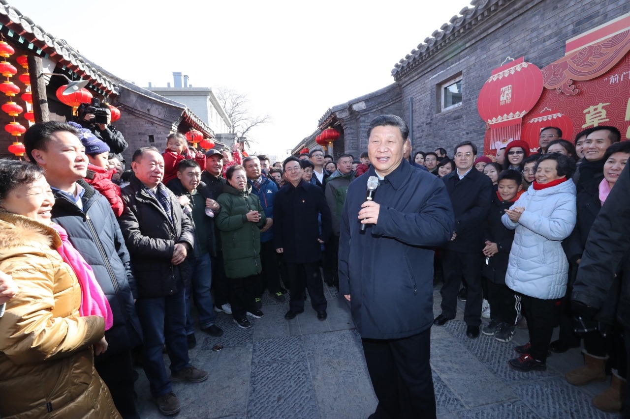 2019年2月1日，習(xí)近平總書記在前門東區(qū)草廠四條胡同給大家拜年，并向全國各族人民致以新春祝福。