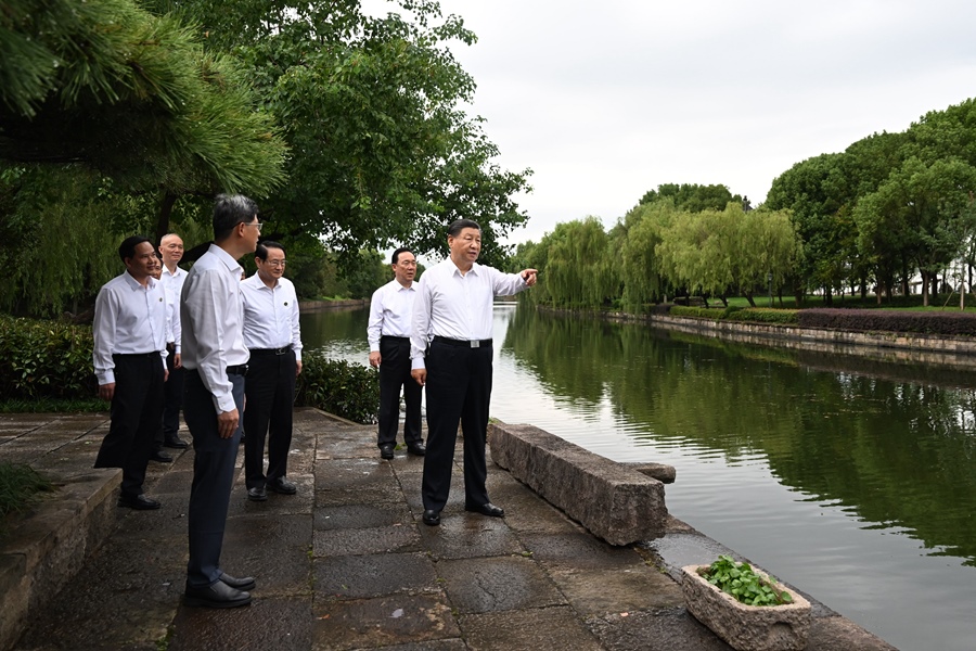 9月20日下午，習(xí)近平總書記在浙東運(yùn)河文化園考察。新華社記者 謝環(huán)馳 攝