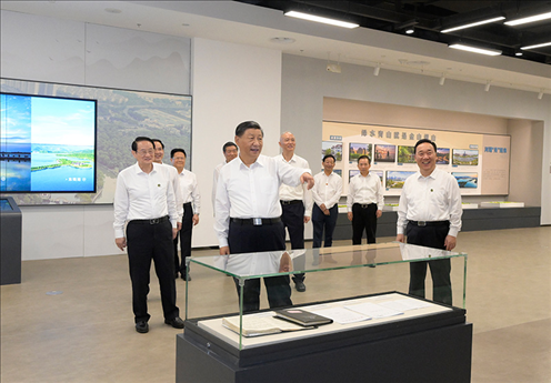 △9月20日，習近平總書記在浙江紹興市浙東運河文化園考察。