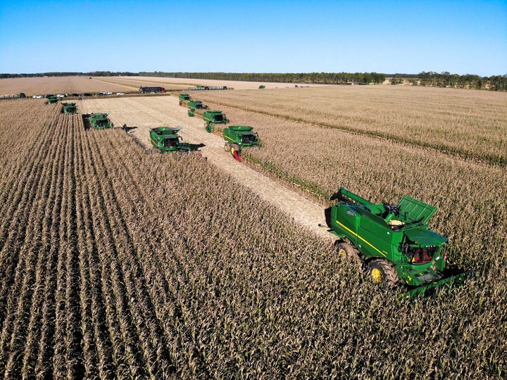 9月20日在位于黑龍江雙鴨山市友誼縣的北大荒農(nóng)業(yè)股份有限公司友誼分公司一地塊拍攝的秋收現(xiàn)場（無人機照片）。新華社記者 王松 攝
