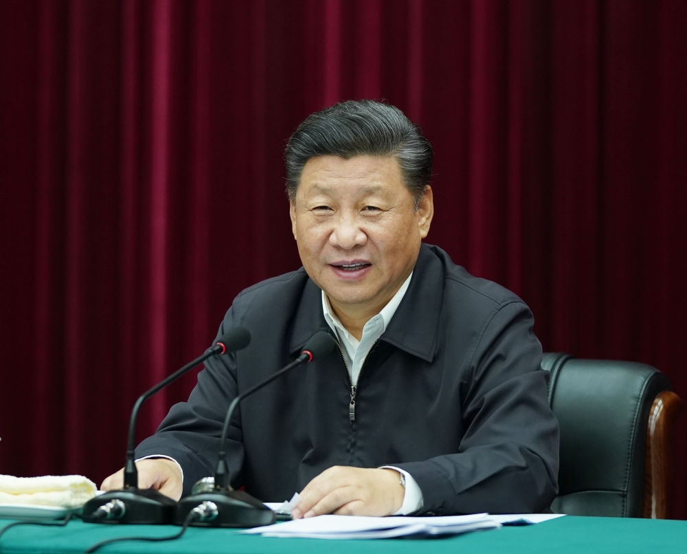 2019年9月18日上午，中共中央總書記、國家主席、中央軍委主席習(xí)近平在鄭州主持召開黃河流域生態(tài)保護(hù)和高質(zhì)量發(fā)展座談會并發(fā)表重要講話。新華社記者 謝環(huán)馳 攝