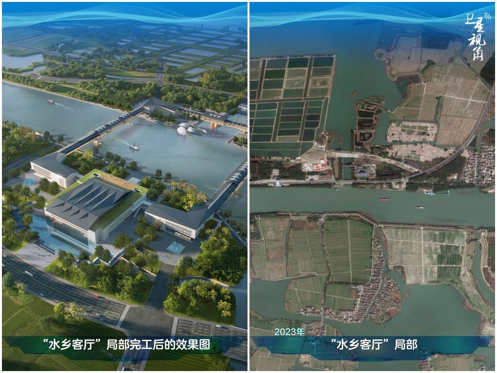 橫跨江浙滬的長三角生態(tài)綠色一體化發(fā)展示范區(qū)內(nèi)，三地合力打造的“水鄉(xiāng)客廳”正在建設。