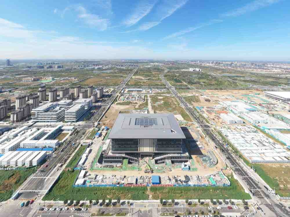這是雄安新區(qū)大學園圖書館（2023年10月1日攝，無人機照片）。新華社記者 朱旭東 攝