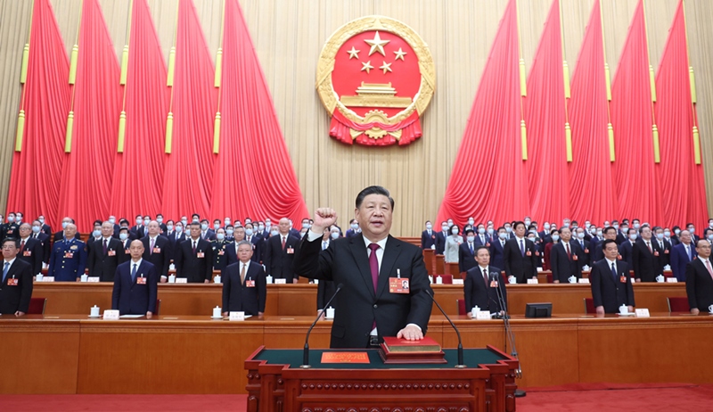 2023年3月10日，習(xí)近平進(jìn)行憲法宣誓。