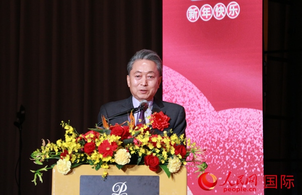 日本前首相鳩山由紀夫致辭。人民網(wǎng) 許可攝