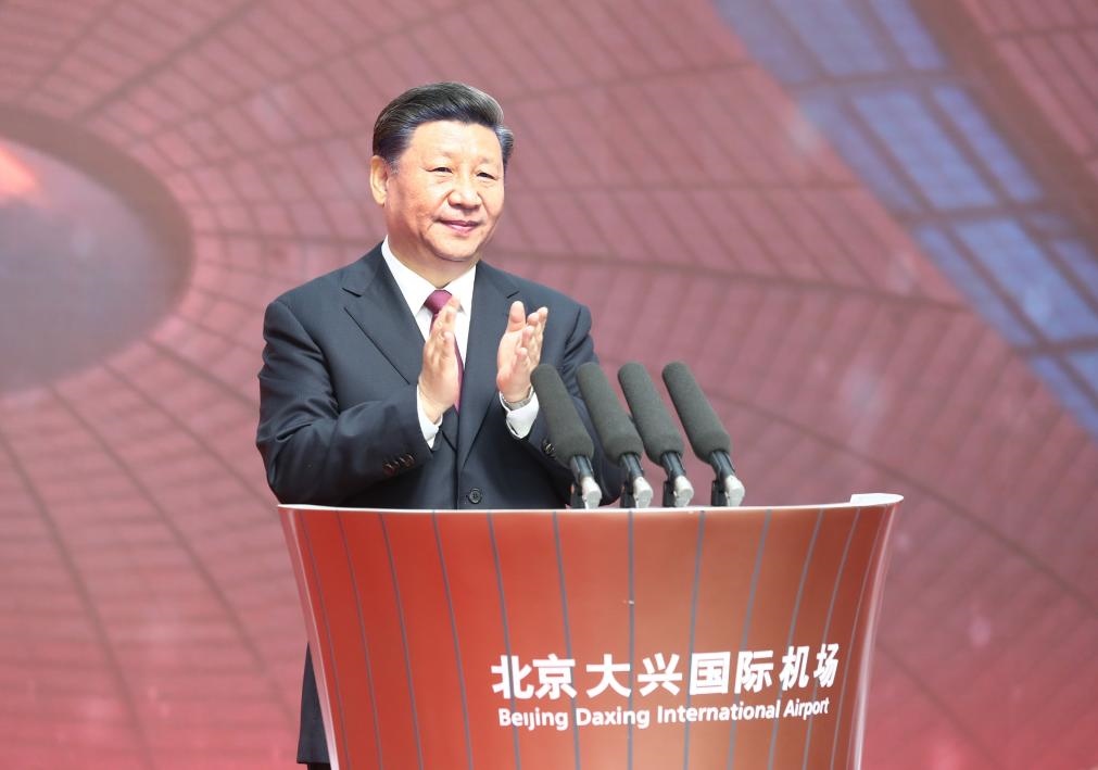 2019年9月25日，習(xí)近平總書記出席北京大興國際機場投運儀式并宣布機場正式投入運營。新華社記者 鞠鵬 攝