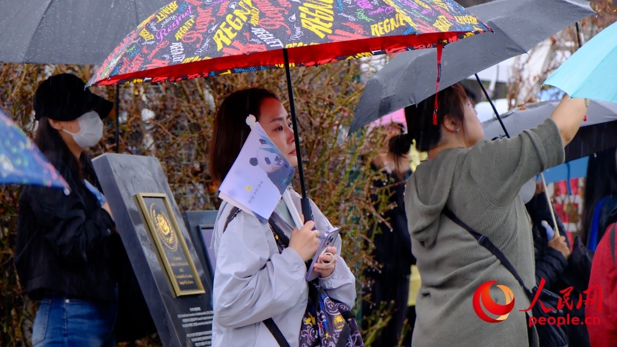 粉絲注視“福寶”車輛，滿眼不舍。 人民網(wǎng) 李帆攝