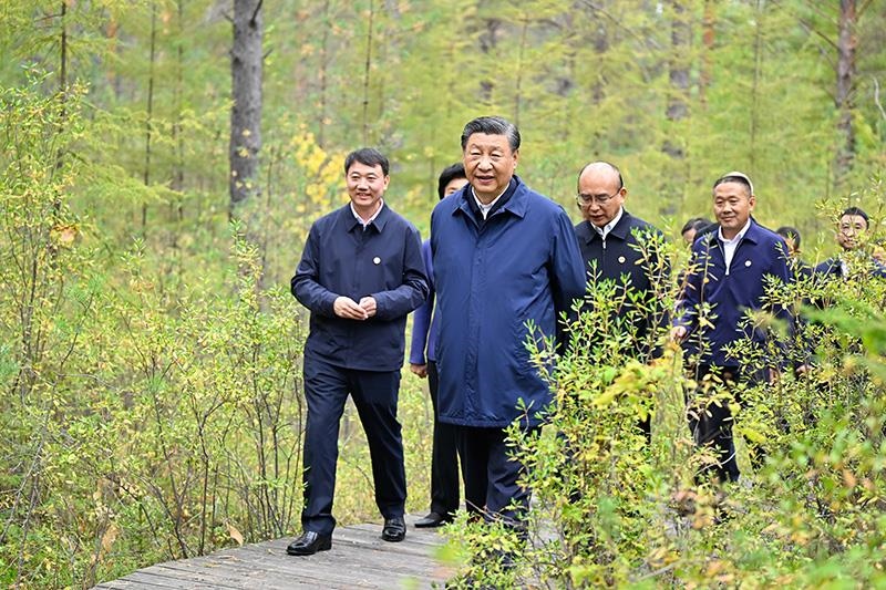 △2023年9月6日，習(xí)近平總書記在大興安嶺地區(qū)漠河市漠河林場自然林區(qū)考察。