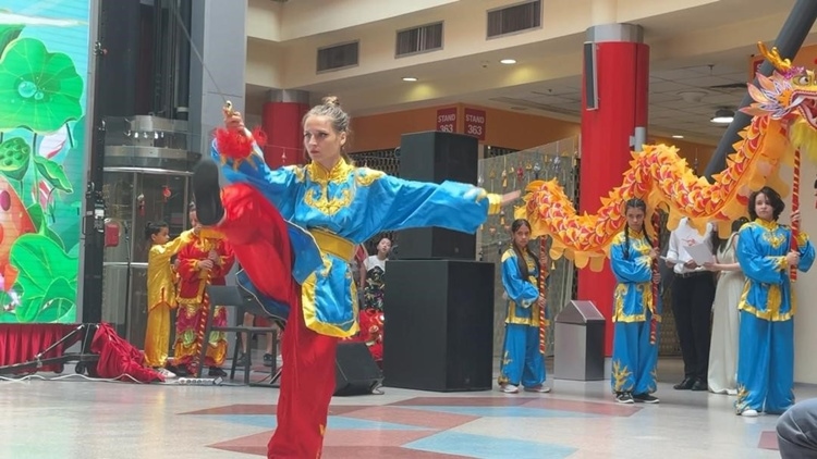 羅馬尼亞人舞龍舞獅隊(duì)進(jìn)行精彩表演。中國(guó)駐羅馬尼亞大使館領(lǐng)僑處供圖