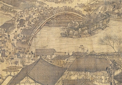 中國畫《清明上河圖》（局部），作者為北宋張擇端。 故宮博物院藏