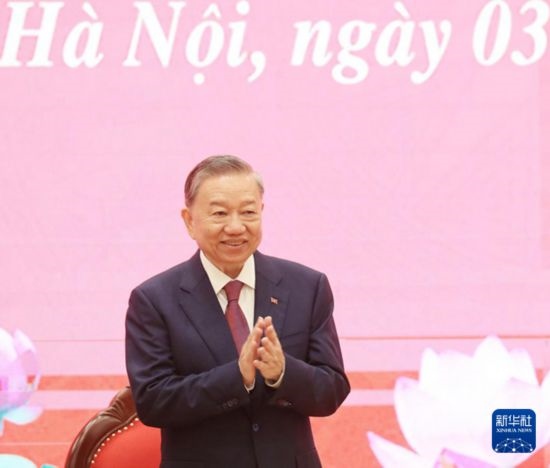 8月3日，在越南河內(nèi)，蘇林出席新聞發(fā)布會。新華社/越通社