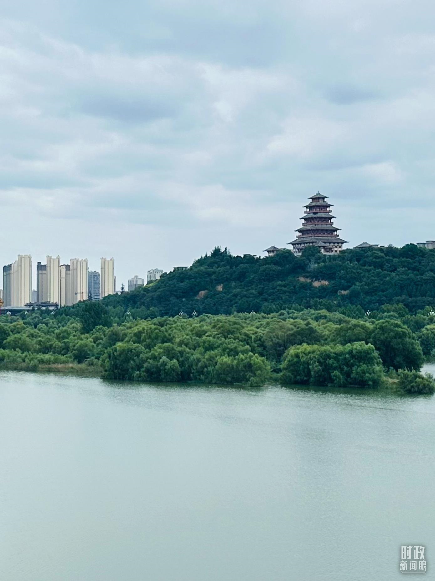 △渭河寶雞段長224公里，目前建成17處渭河灘區(qū)生態(tài)涵養(yǎng)區(qū)。（總臺央視記者范一鳴拍攝）