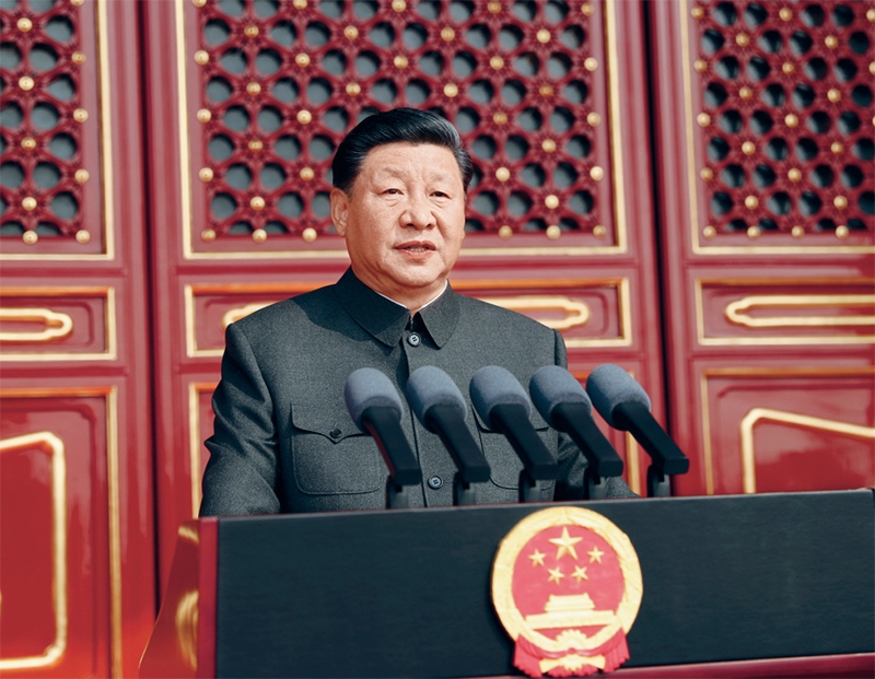 2019年10月1日，慶祝中華人民共和國成立70周年大會(huì)在北京天安門廣場隆重舉行。中共中央總書記、國家主席、中央軍委主席習(xí)近平發(fā)表重要講話。 新華社記者 鞠鵬/攝