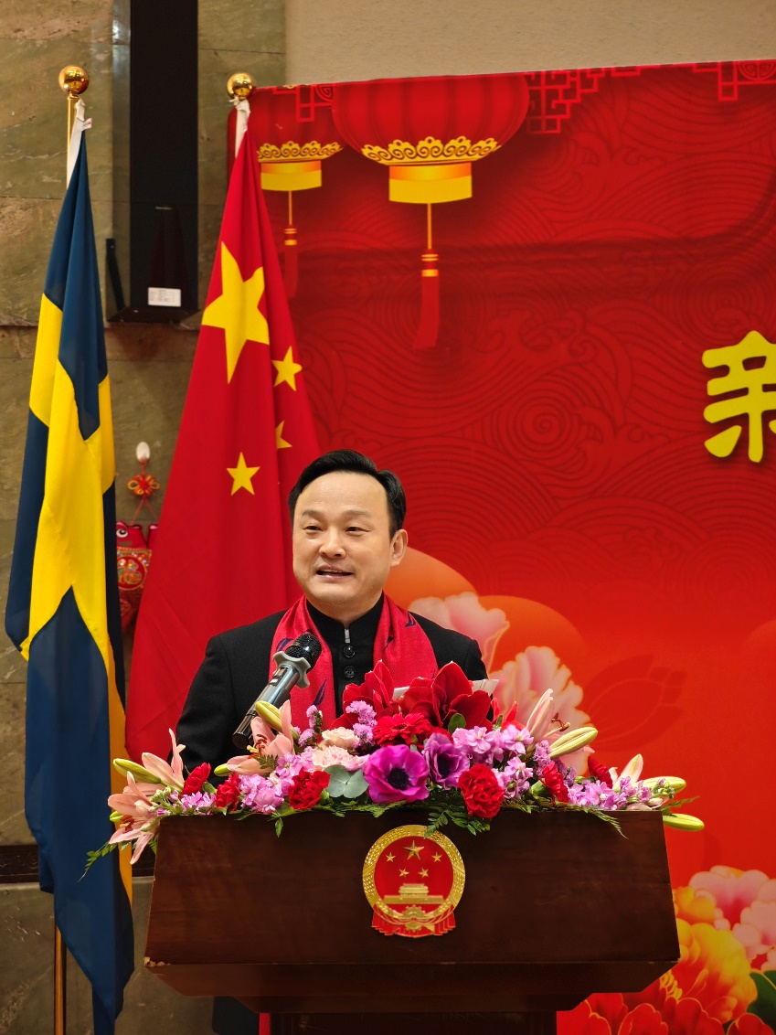 中國駐哥德堡總領(lǐng)事楊培棟致辭。中國駐哥德堡總領(lǐng)館供圖
