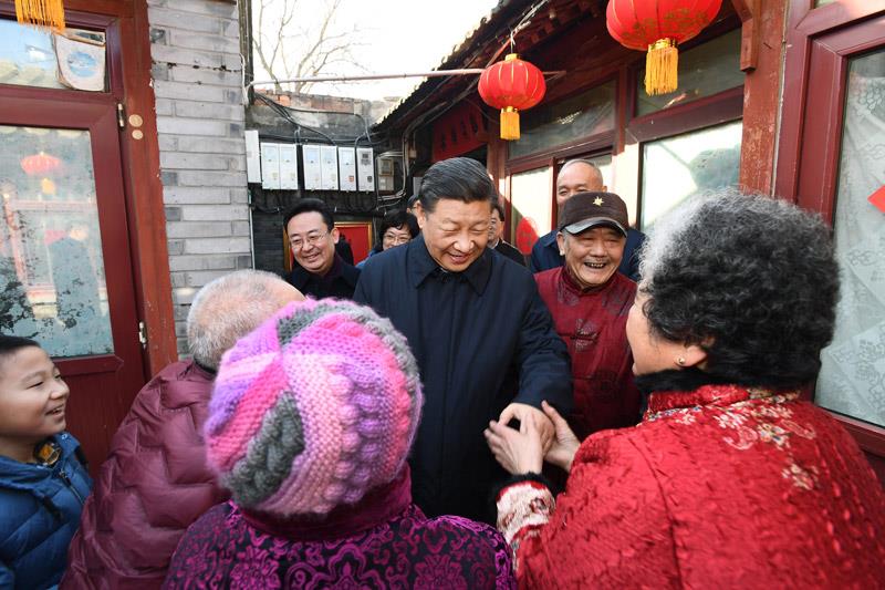 2019年2月1日，習(xí)近平總書記來到北京前門東區(qū)草廠四條胡同看望慰問群眾。