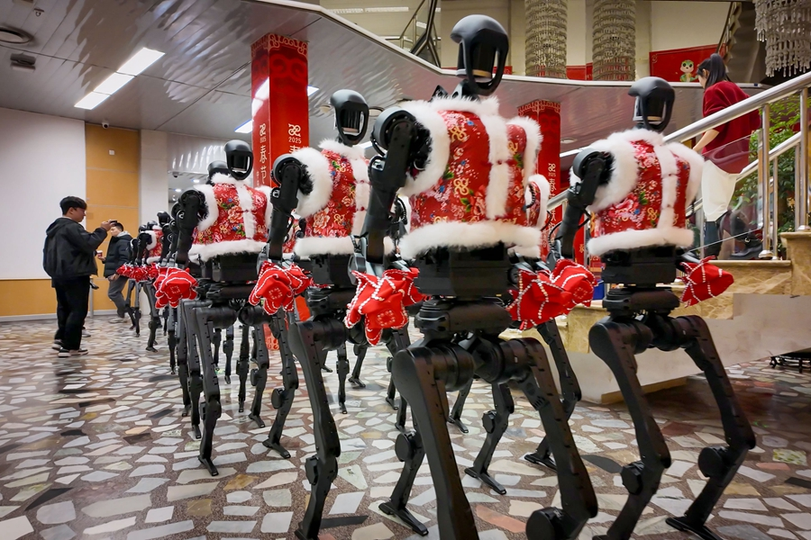 2025年1月28日，杭州宇樹科技人形機器人在2025年央視春晚后臺。新華社發(fā)