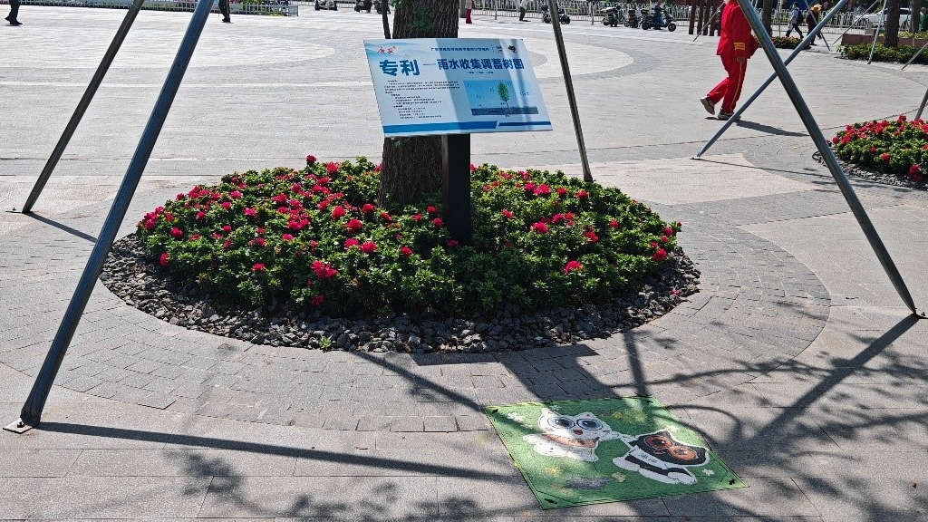 廣安“雨水收集調(diào)蓄樹池”，已在市內(nèi)公園落地運(yùn)用。受訪者供圖