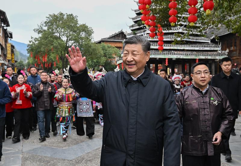 △2025年3月17日，習(xí)近平總書記在貴州黎平縣肇興侗寨考察。